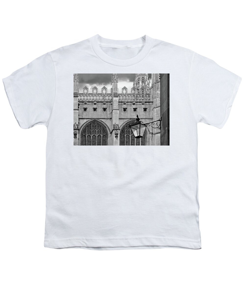Cambridge Youth T-Shirt featuring the photograph Kings College Chapel Cambridge Exterior Detail by Gill Billington