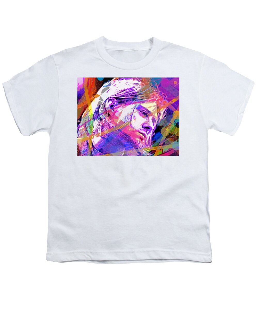Rock Star Youth T-Shirt featuring the painting Kurt Cobain 27 by David Lloyd Glover