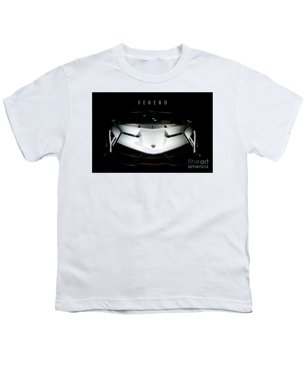 Lamborghini Youth T-Shirt featuring the digital art Lamborghini Veneno by Airpower Art