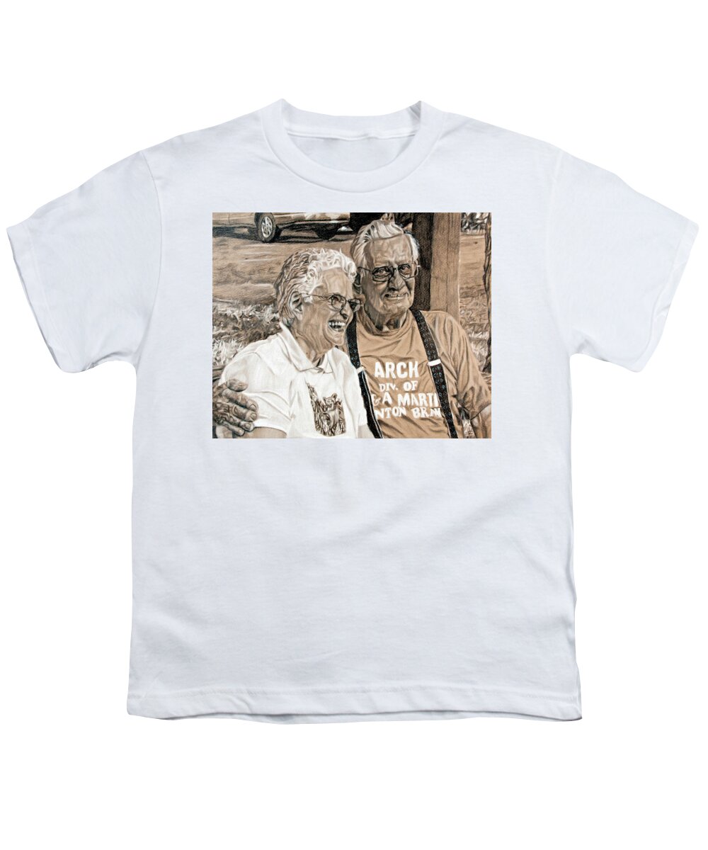 Portrait Youth T-Shirt featuring the drawing Last Reunion by David Martin