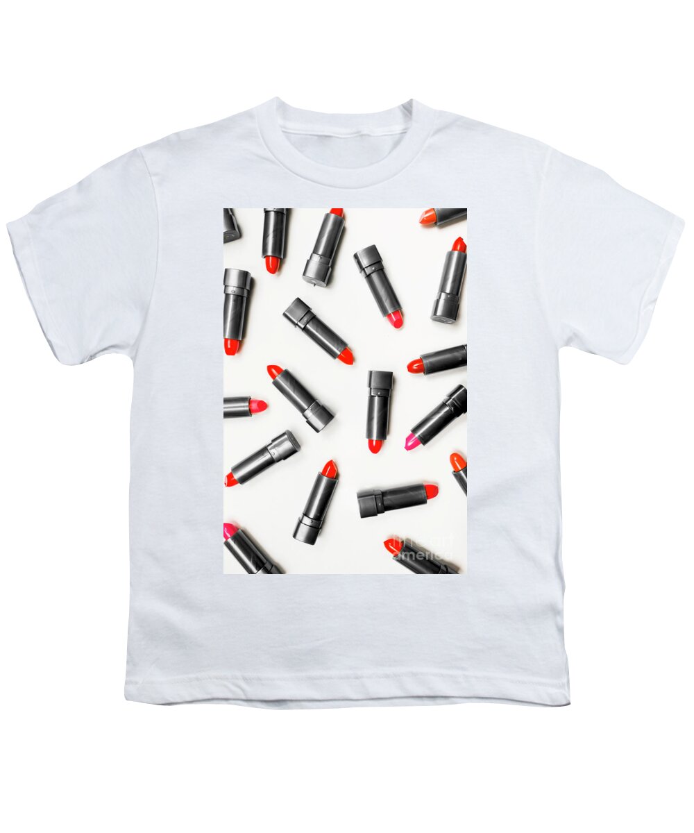 Cosmetics Youth T-Shirt featuring the photograph Lipstick Makeup In Abstract by Jorgo Photography