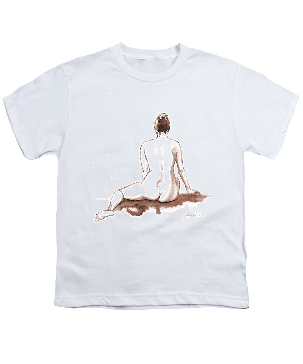 Nude Youth T-Shirt featuring the painting Live Model Figure  by Alban Dizdari