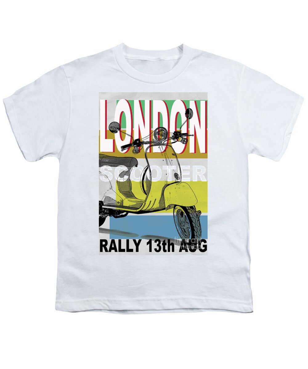Scooter Youth T-Shirt featuring the digital art London Scooter Rally by Edward Fielding
