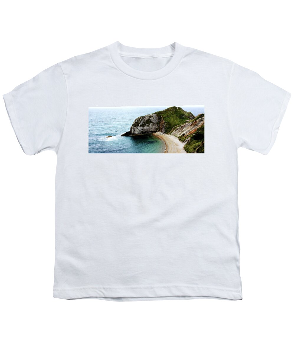 Cove Beach Sea Sand Jurassic Coast Cliffs Waves World Heritage Site English Channel Rocks Misty Youth T-Shirt featuring the photograph Lonely Cove by Jeff Townsend