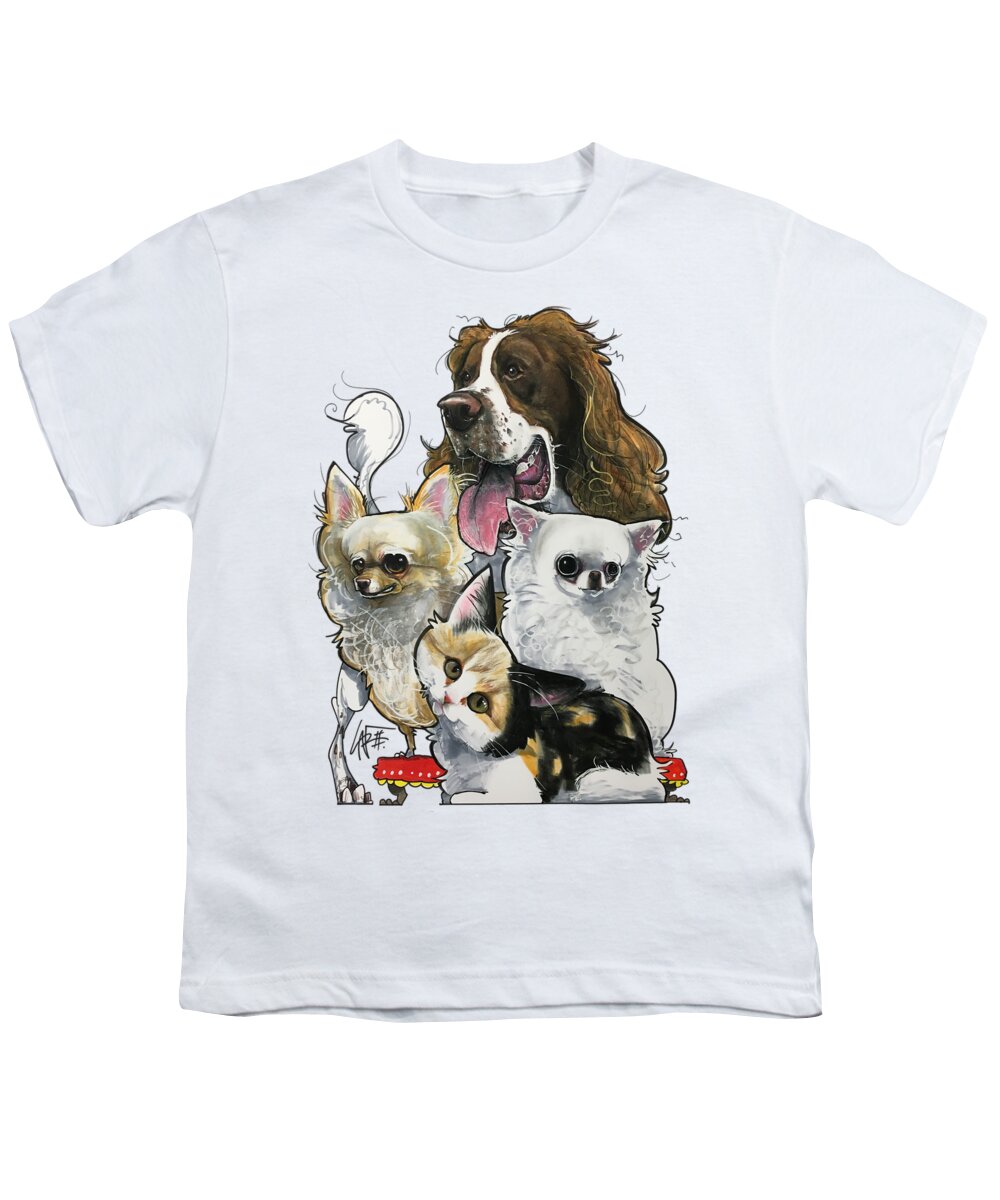 Cat Youth T-Shirt featuring the drawing Mair 3926 by John LaFree