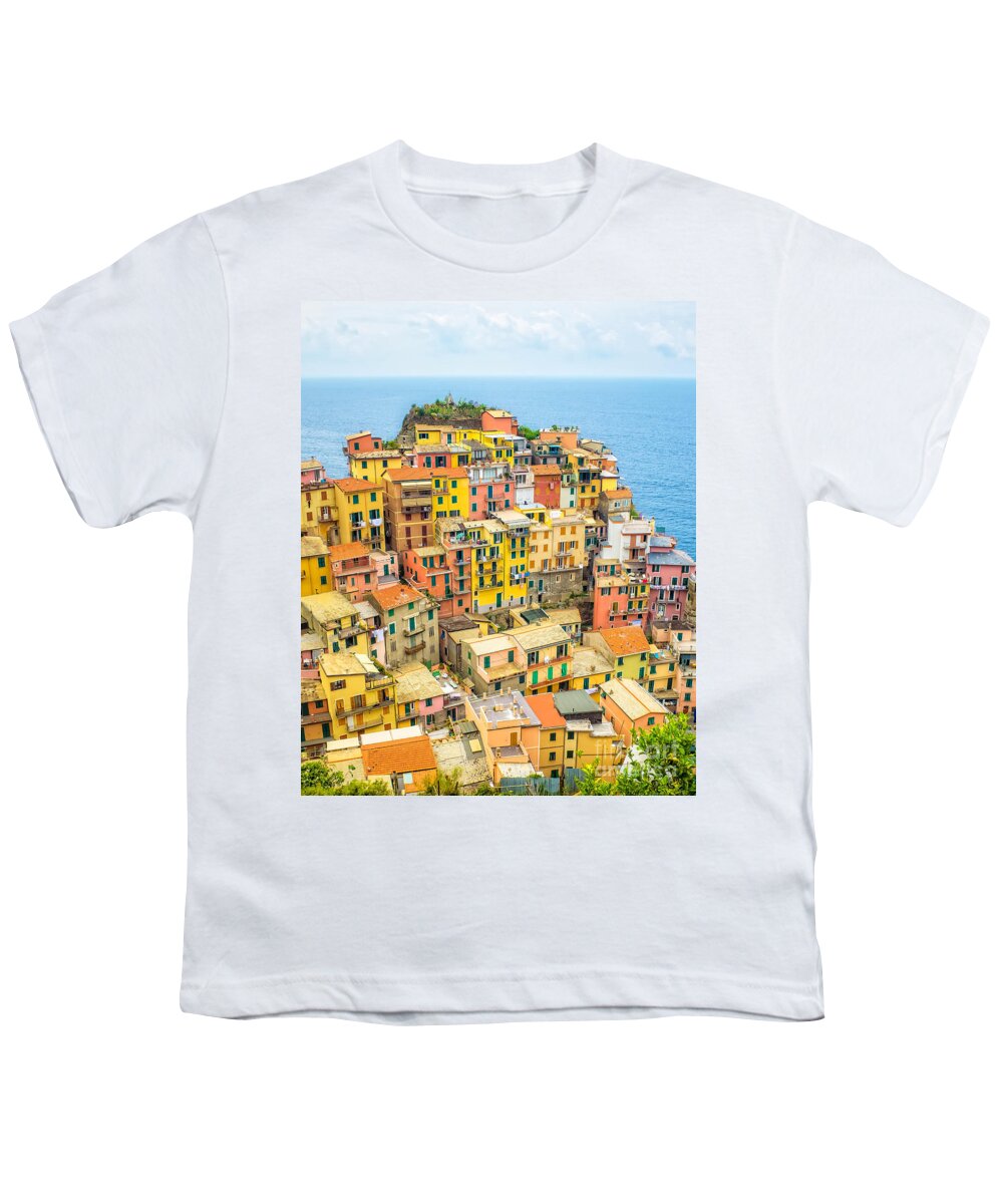 Cinque Youth T-Shirt featuring the photograph Manarola Cinque Terra City by Edward Fielding