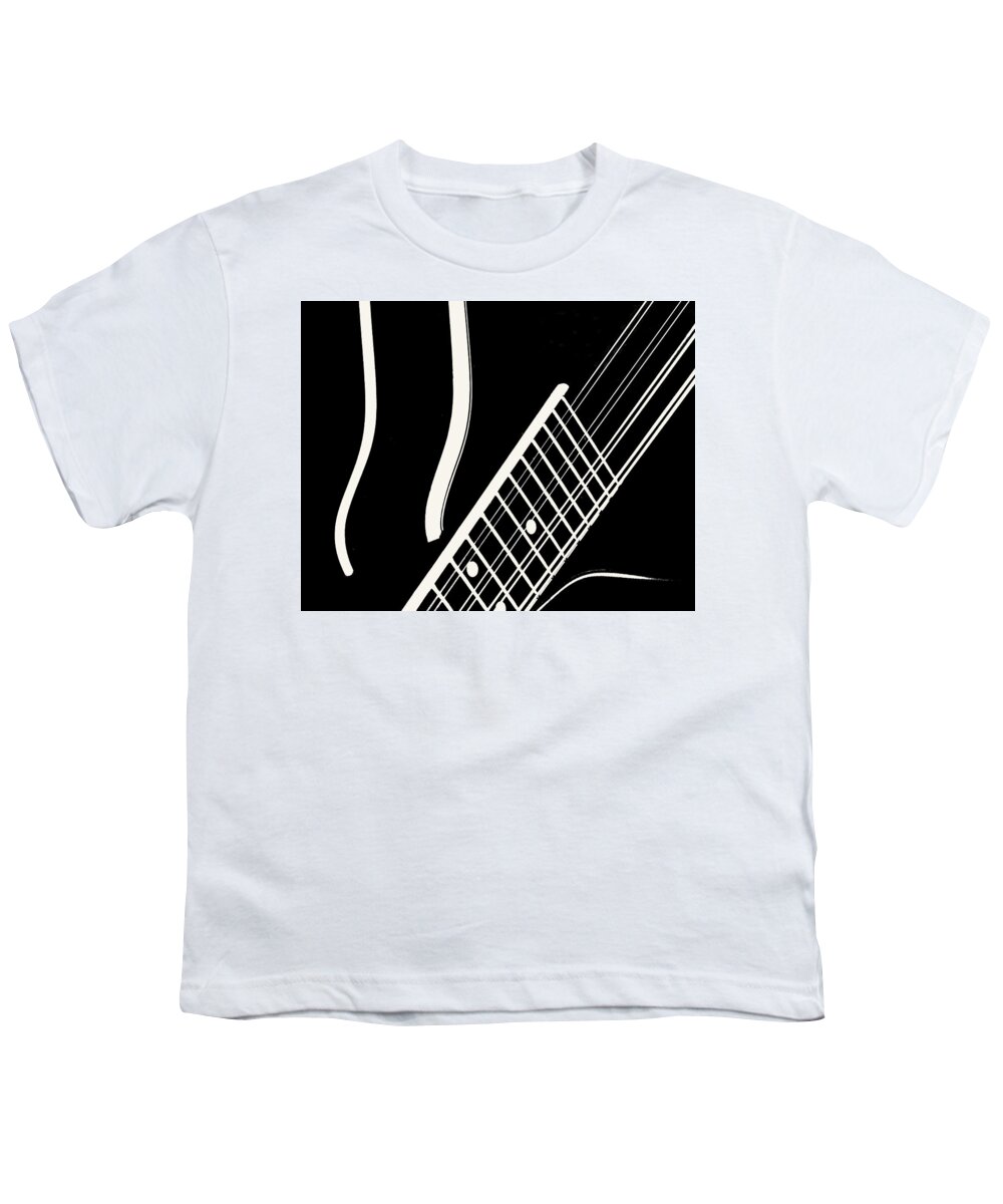 Mandolin Youth T-Shirt featuring the digital art Mandolin Close BW by Jana Russon