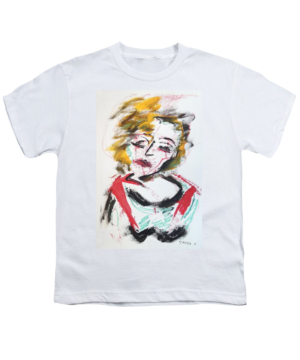 Original Art Pastel Chalk Drawing Abstract Marilyn Youth T-Shirt featuring the pastel Marilyn Abstract by Katt Yanda