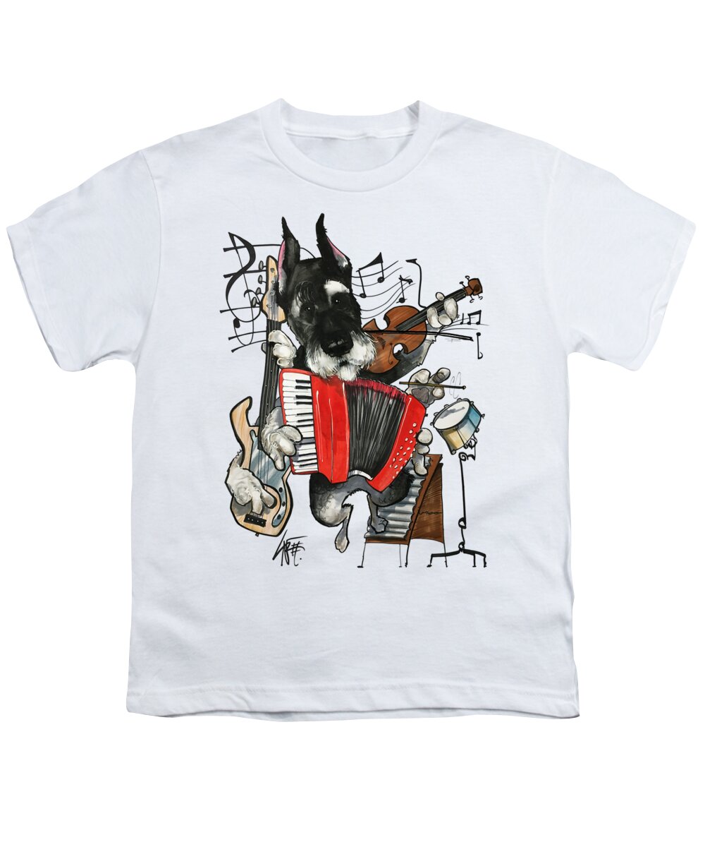 Schnauzer Youth T-Shirt featuring the drawing McKibbin 18-1010 ASHER by John LaFree