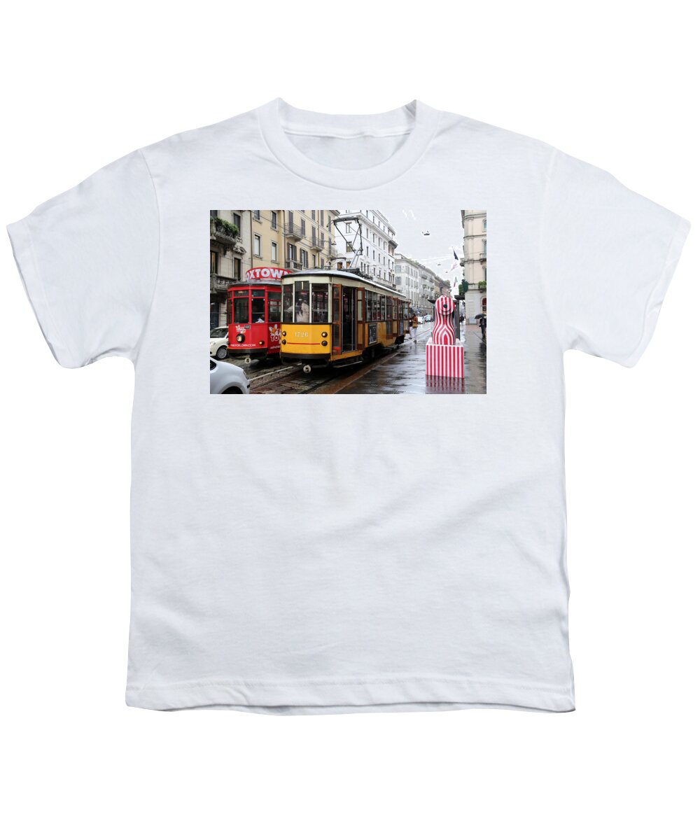 Milan Youth T-Shirt featuring the photograph Milan Trolley 1 by Andrew Fare