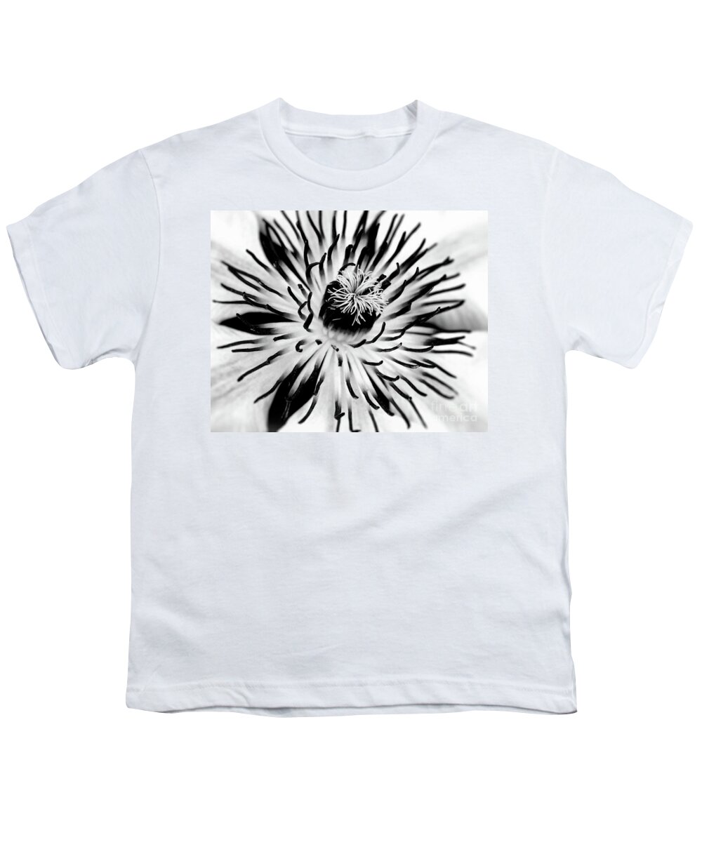 Clematis Youth T-Shirt featuring the photograph Mono Clematis by Baggieoldboy