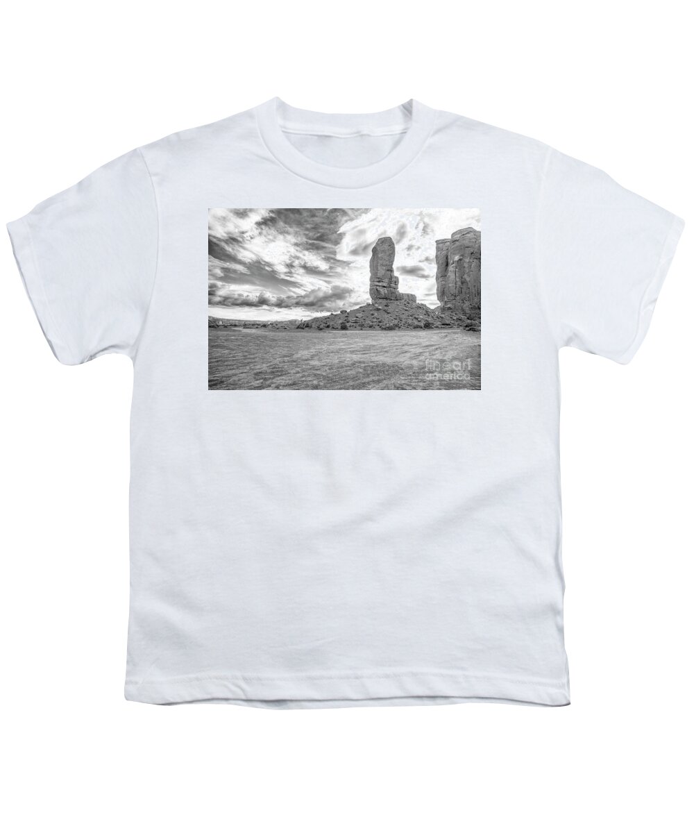 Monument Valley Youth T-Shirt featuring the photograph Monument Valley, Monochrome by Felix Lai