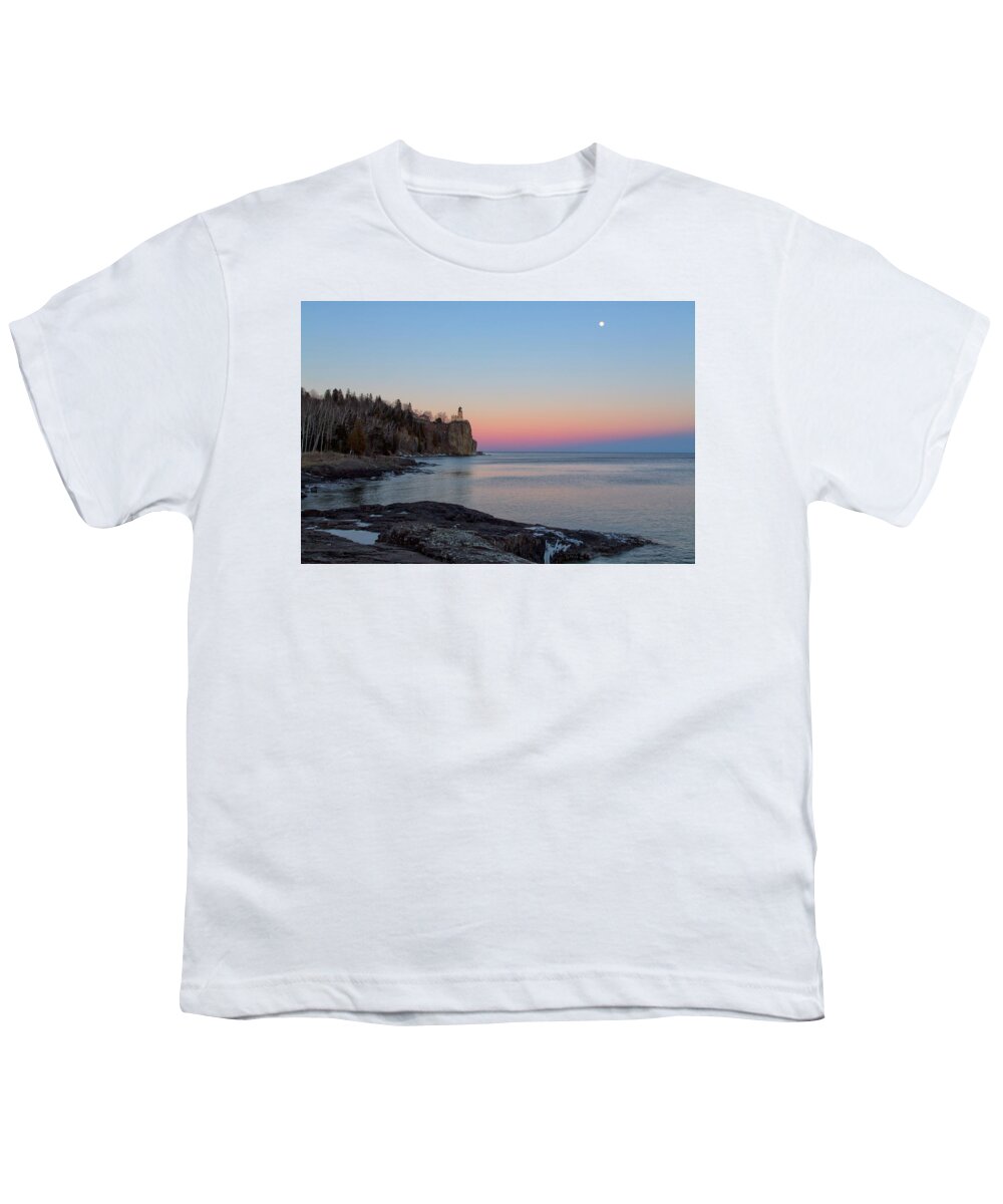 Lake Superior Youth T-Shirt featuring the photograph Moonrise Glow by Nancy Dunivin