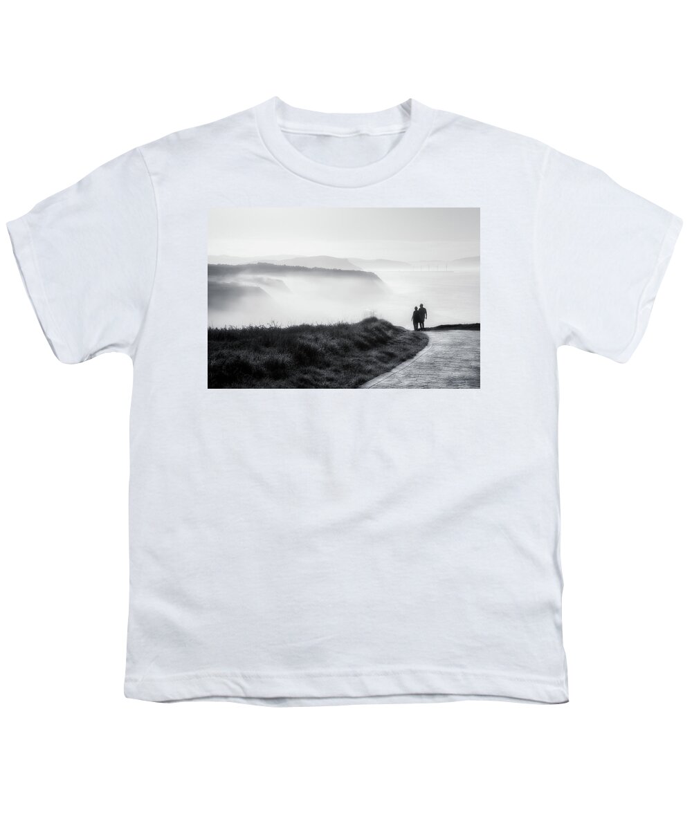 Walk Youth T-Shirt featuring the photograph Morning Walk With Sea Mist by Mikel Martinez de Osaba