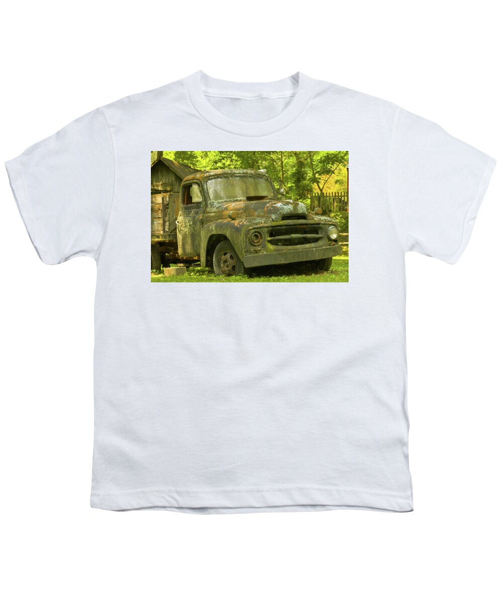 Car Youth T-Shirt featuring the photograph Mosy Green Truck 6 by Douglas Barnett
