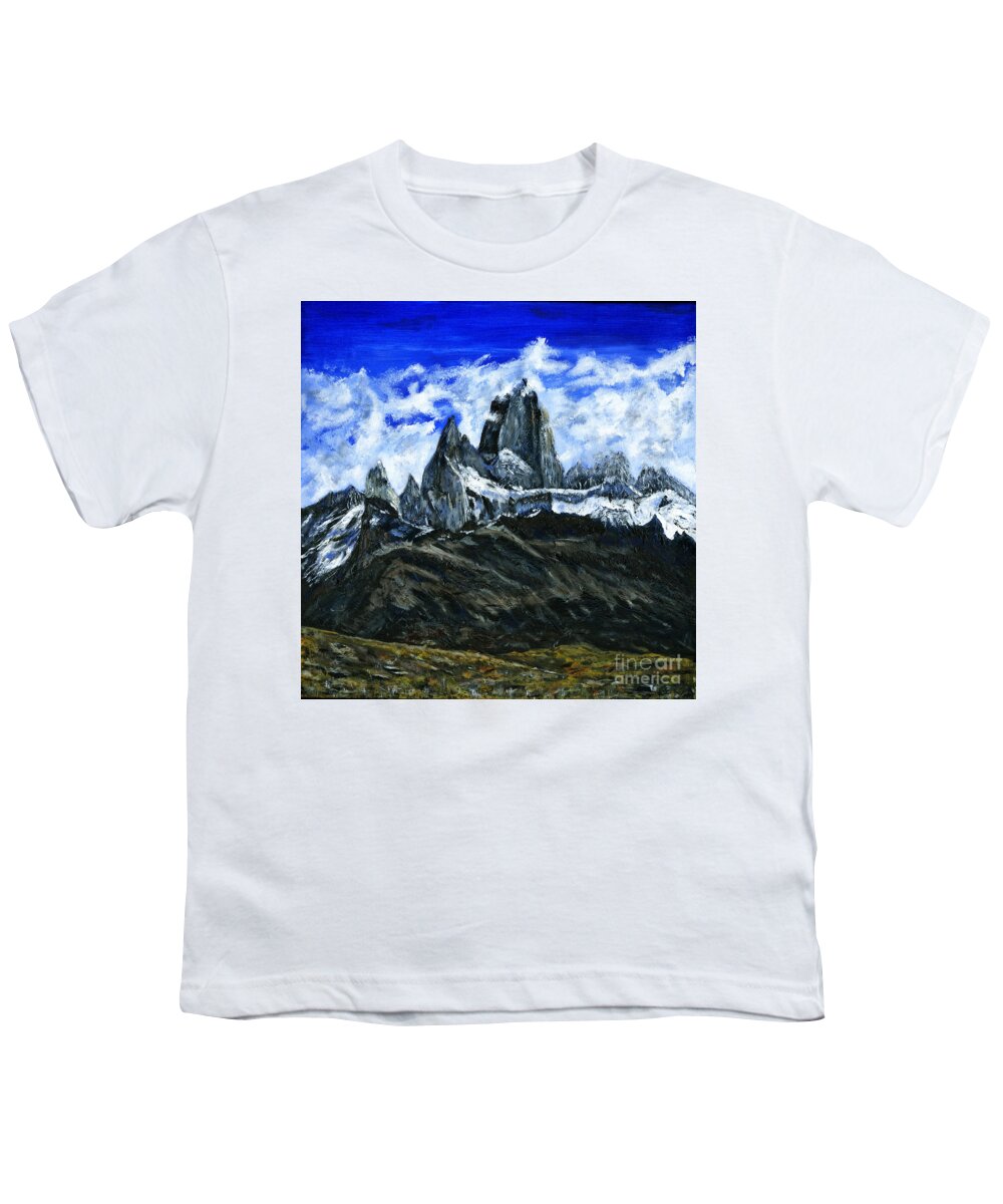 Acrylic Painting Youth T-Shirt featuring the painting Mount Fitz Roy Painting by Timothy Hacker