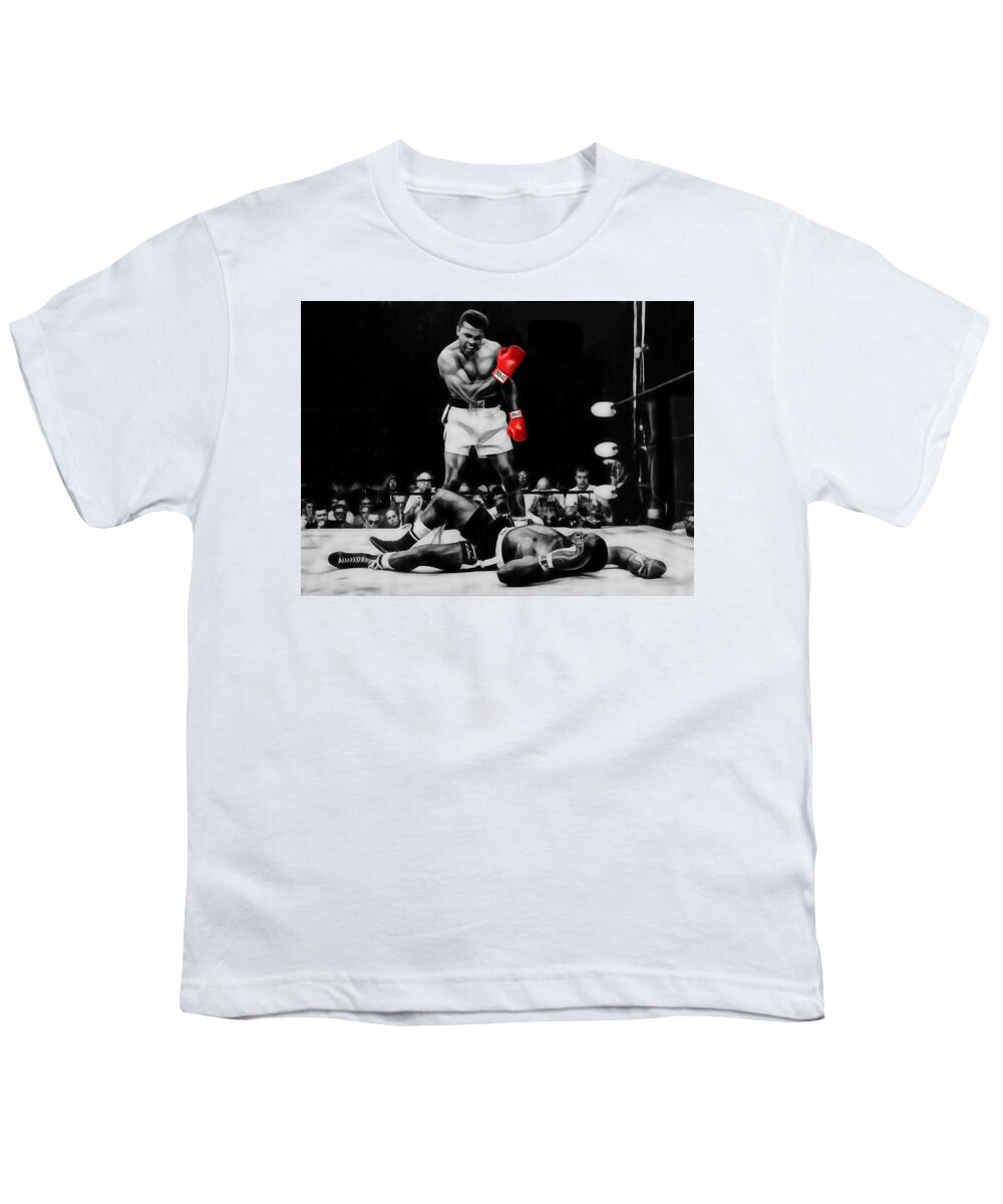 Sports Paintings Youth T-Shirt featuring the mixed media Muhammad Ali Art by Marvin Blaine