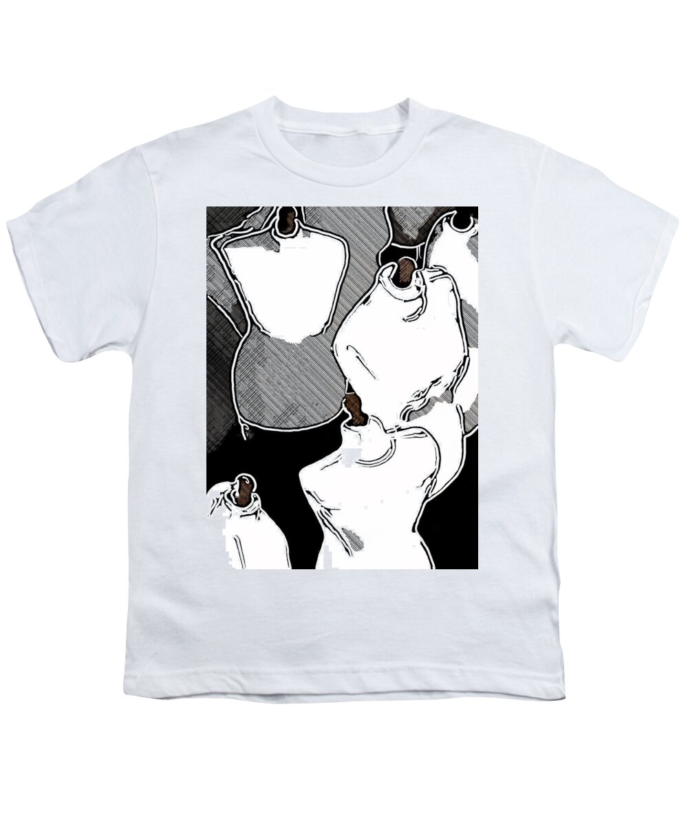 Art; Black; Brown; Design; Digital; England; Gb; Great Britain; Lines; London; Outline; Pattern; Texture; Uk; United Kingdom; White; Bare; Mannequin; Model Youth T-Shirt featuring the digital art Naked by Steve Taylor