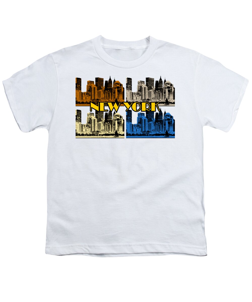 New-york Youth T-Shirt featuring the digital art New York 4 color by Piotr Dulski