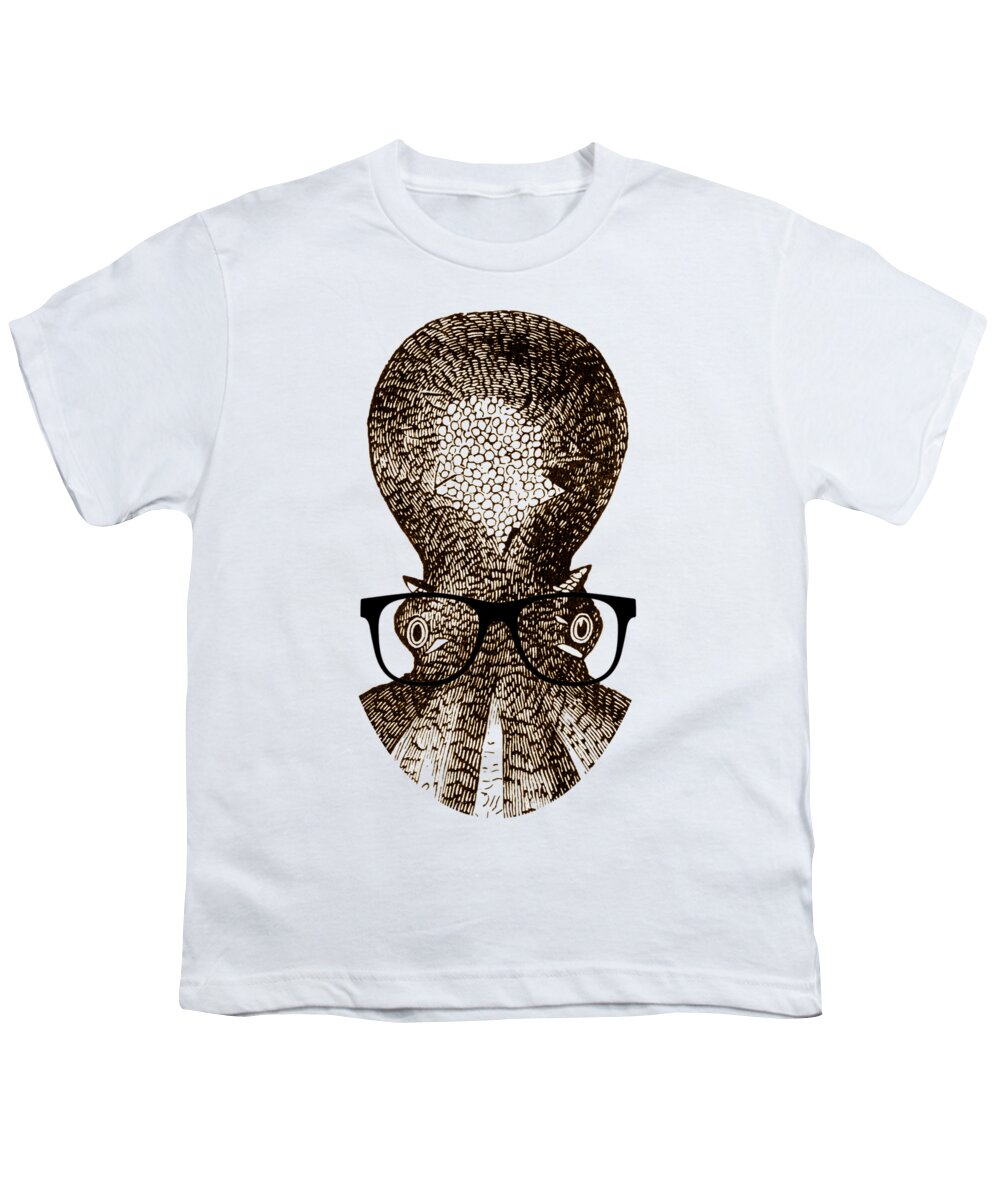 Frank Tschakert Youth T-Shirt featuring the drawing Octopus Head by Frank Tschakert