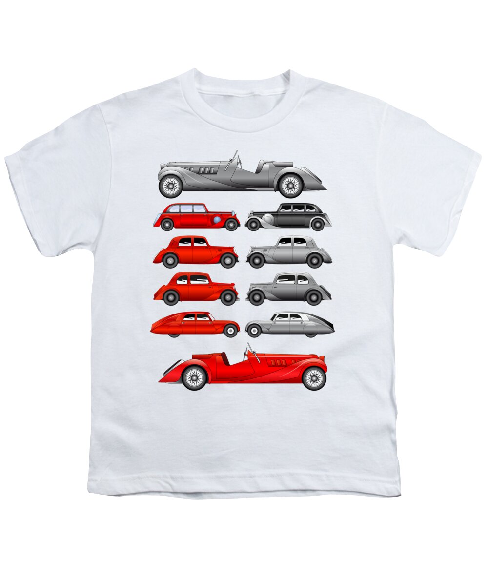 Car Youth T-Shirt featuring the digital art Old Cars by Michal Boubin