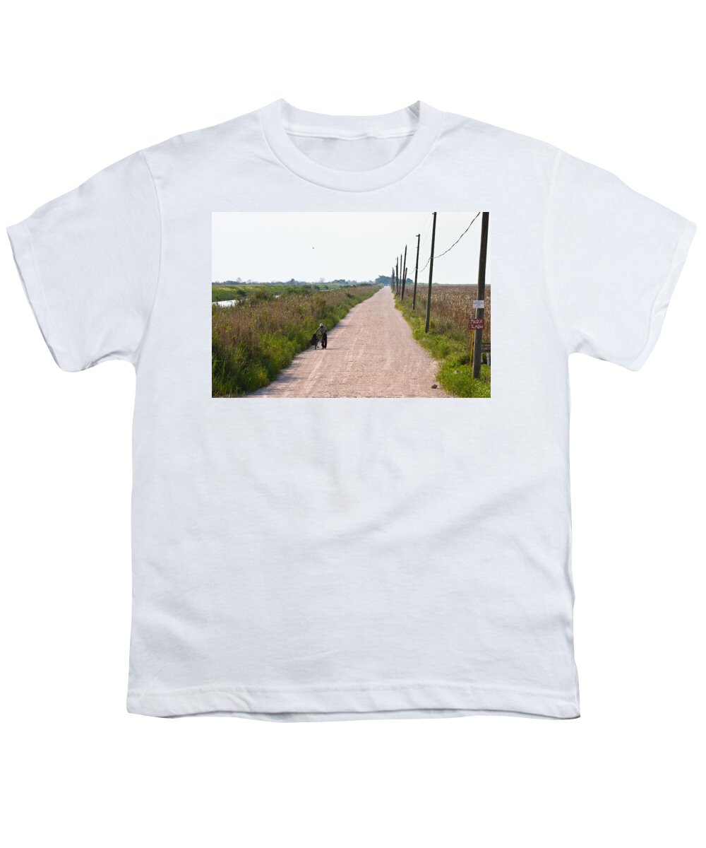 Old Man Youth T-Shirt featuring the photograph Old Man on Country Road by Ed Gleichman