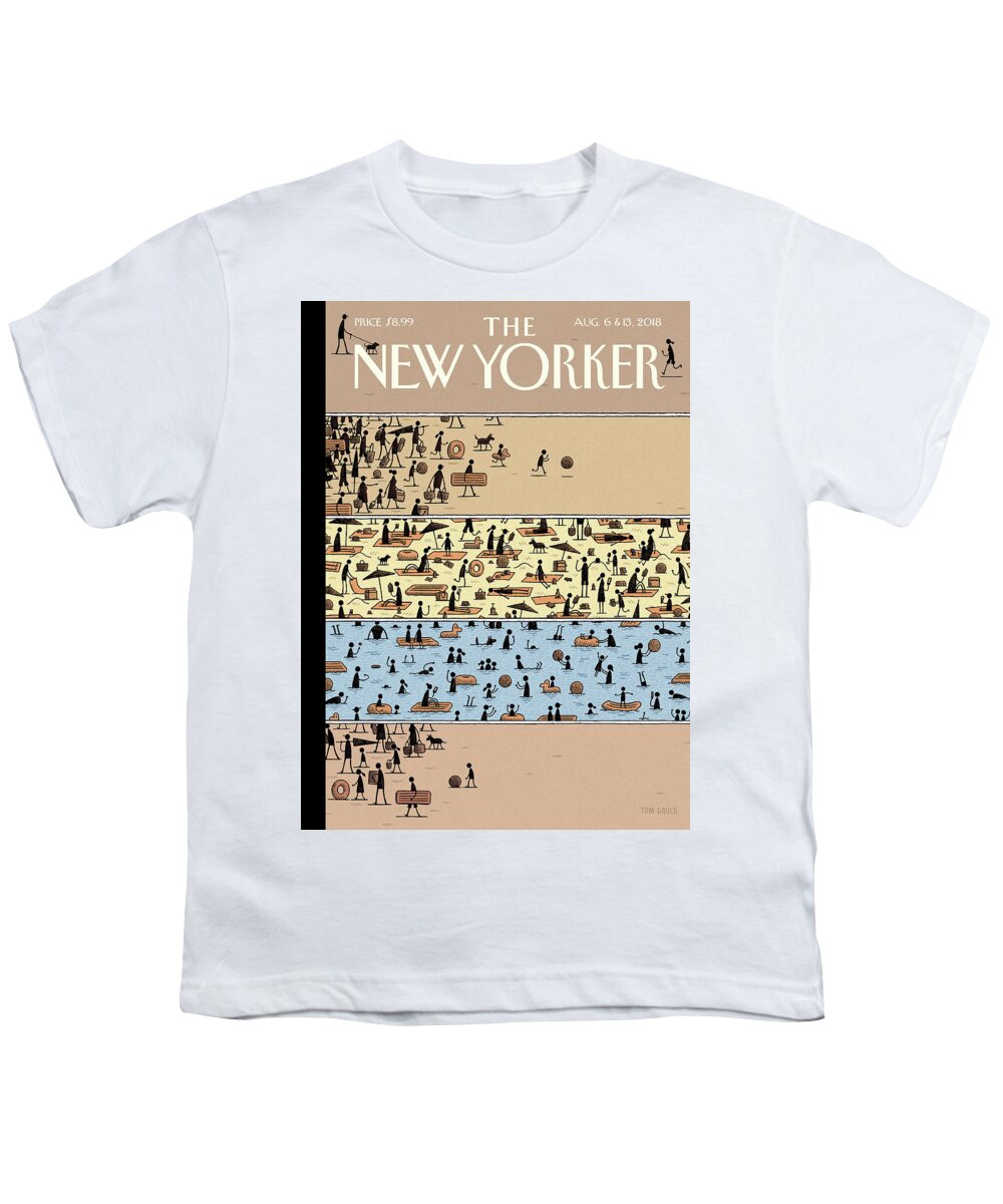 On The Beach Youth T-Shirt featuring the painting On the Beach by Tom Gauld