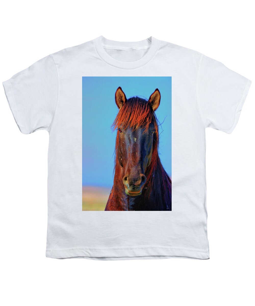 Horse Youth T-Shirt featuring the photograph Onaqui Wild Stallion Portrait by Greg Norrell