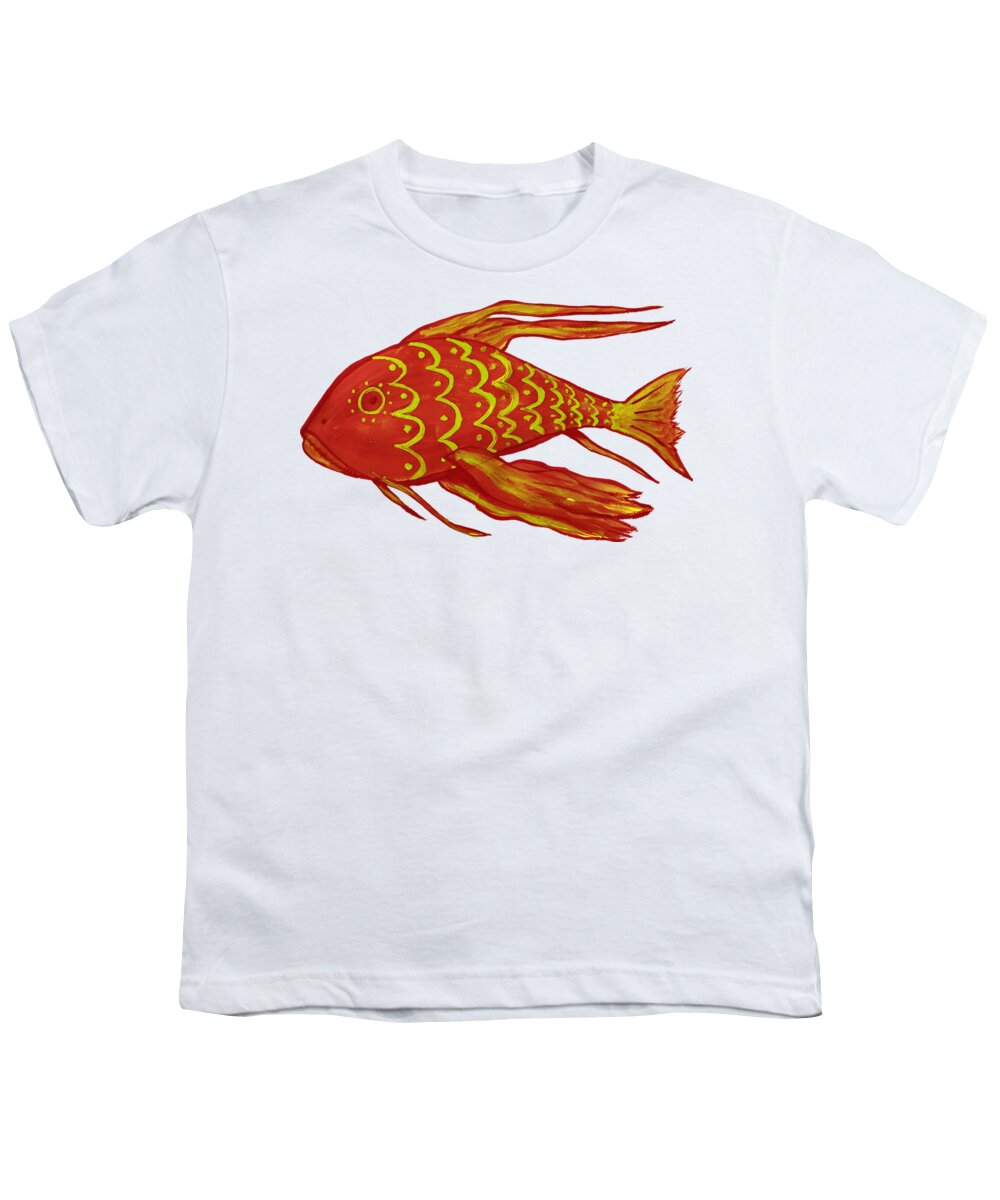 Painting Youth T-Shirt featuring the digital art Painting Red Fish by Piotr Dulski