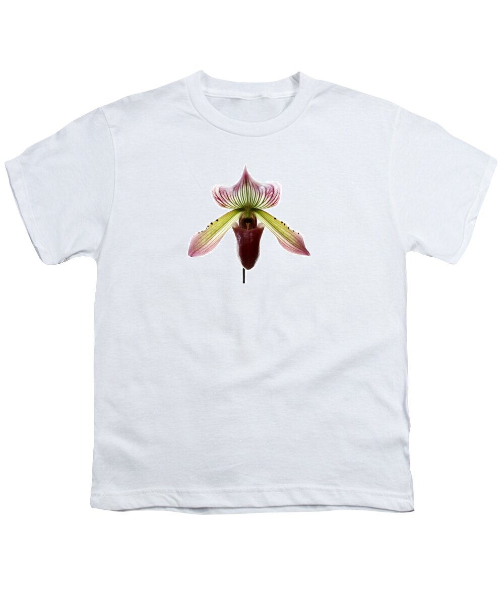 Orchid Youth T-Shirt featuring the photograph Paphiopedilum Lawrenceanum by Marilyn Hunt