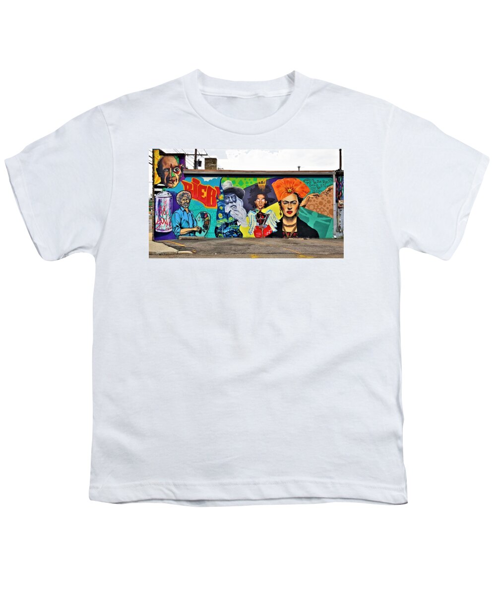 Murals Youth T-Shirt featuring the photograph Picasso Bob Ross Mural by Rob Hans