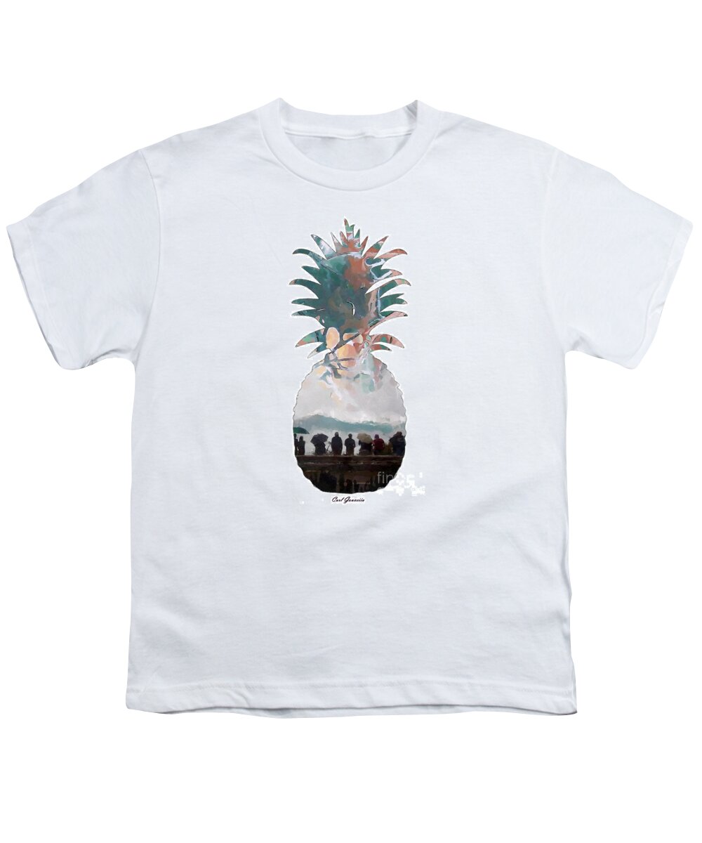 Abstract Art Youth T-Shirt featuring the painting Pineapple Art by Carl Gouveia
