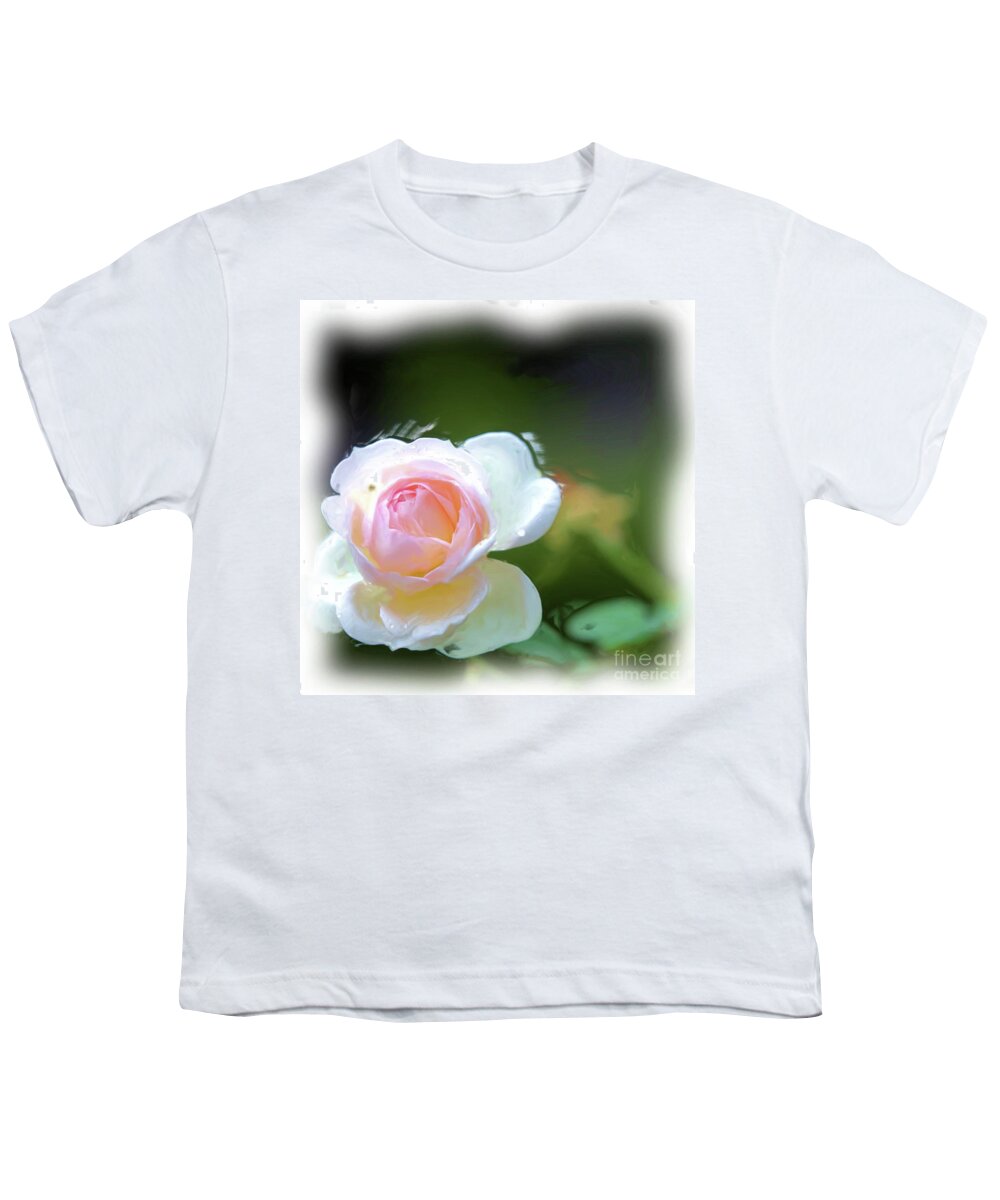 White Rose Youth T-Shirt featuring the photograph Pink white rose by Agnes Caruso