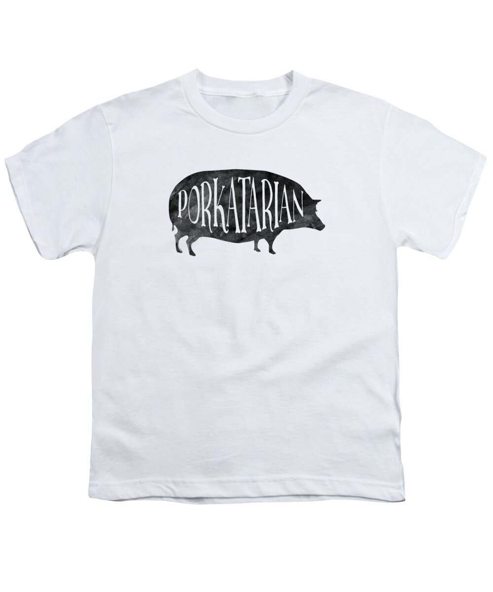 Pig Youth T-Shirt featuring the digital art Porkatarian Pig by Antique Images 