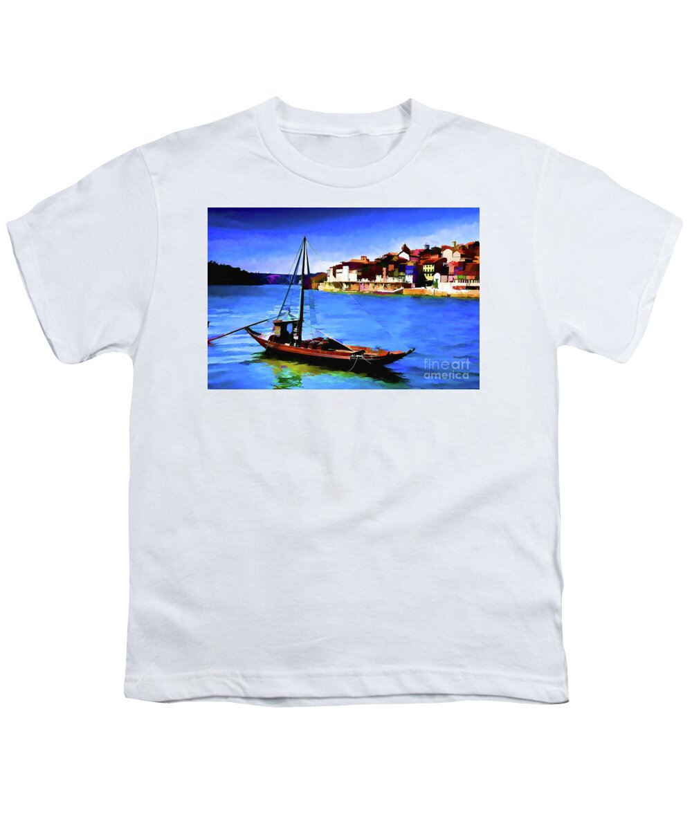 Porto Portugal Canals Boats Landscapes Youth T-Shirt featuring the photograph Porto Old Boat by Rick Bragan