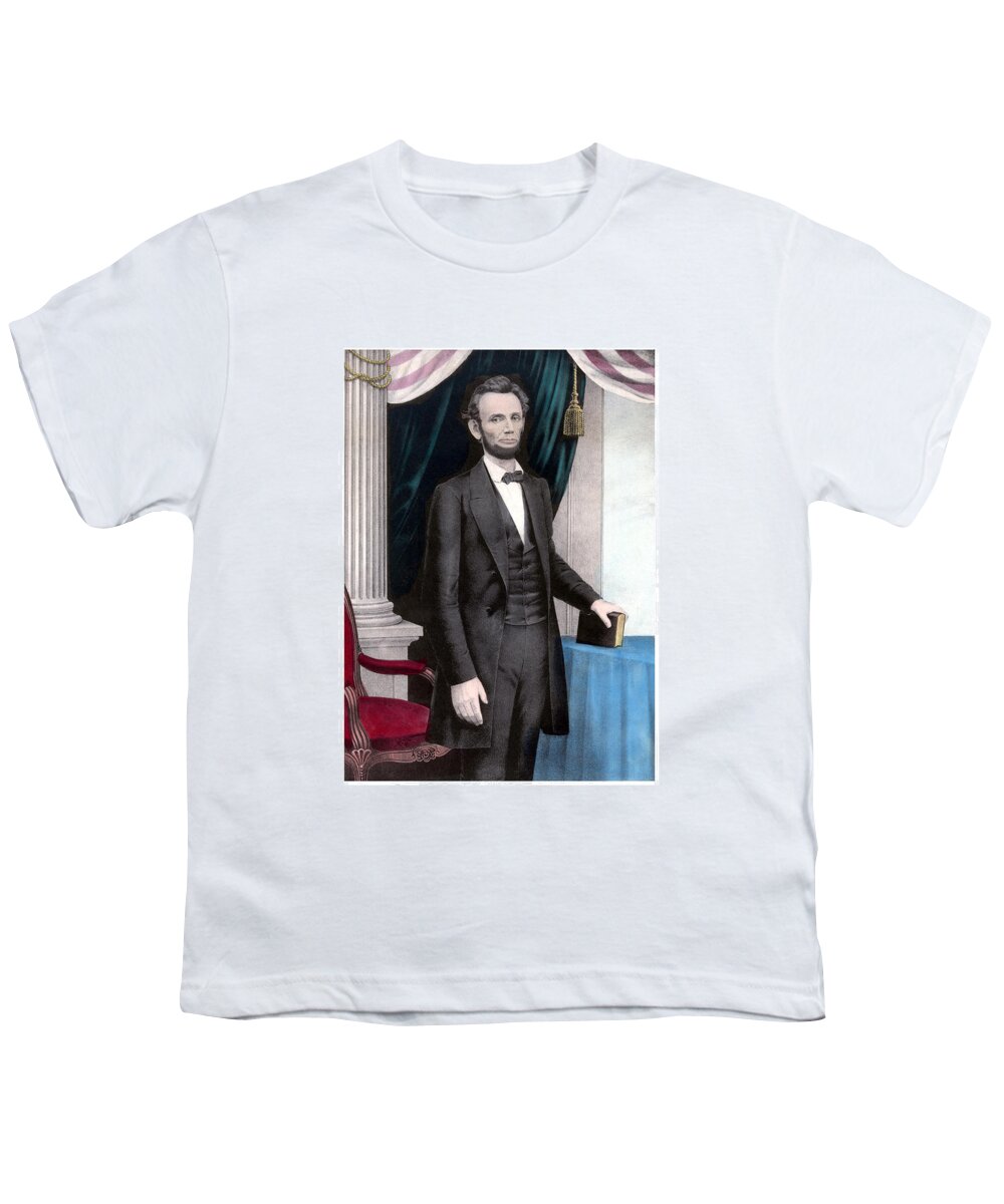 Abraham Lincoln Youth T-Shirt featuring the painting President Abraham Lincoln In Color by War Is Hell Store