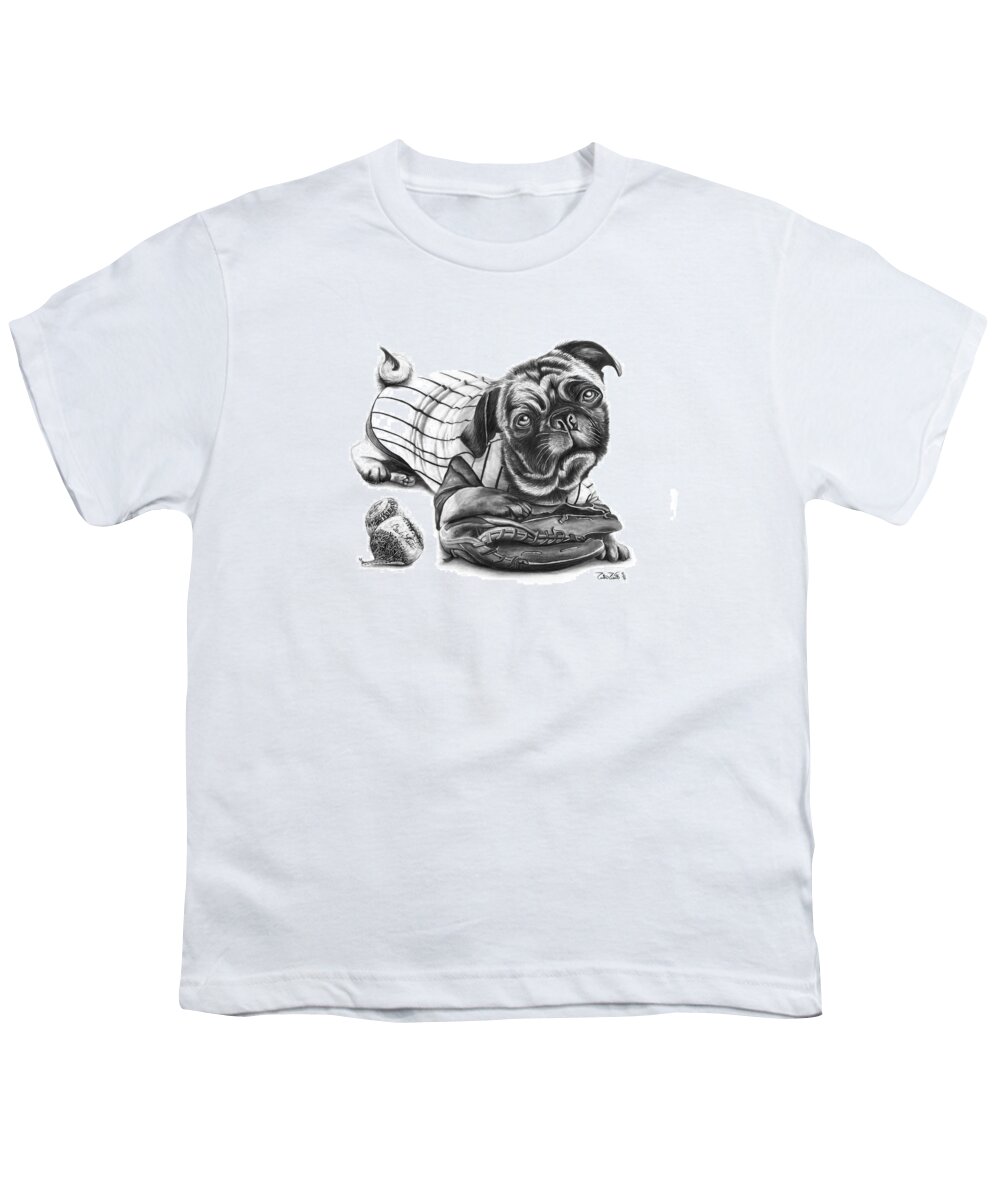 Pug Ruth Youth T-Shirt featuring the drawing Pug Ruth by Peter Piatt