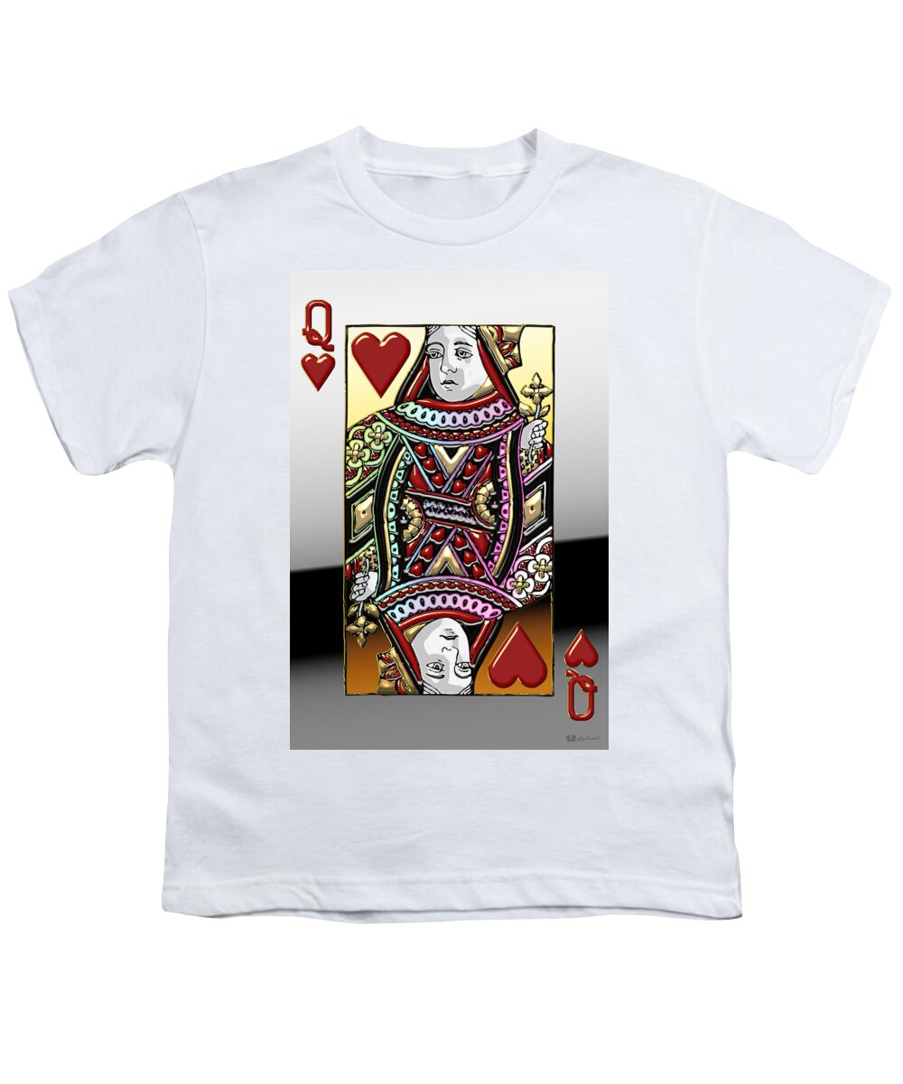 'gamble' Collection By Serge Averbukh Youth T-Shirt featuring the digital art Queen of Hearts  by Serge Averbukh
