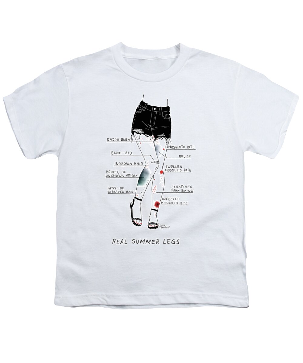 Real Summer Legs Mosquito Bite Youth T-Shirt featuring the drawing Real Summer Legs by Julia Bernhard