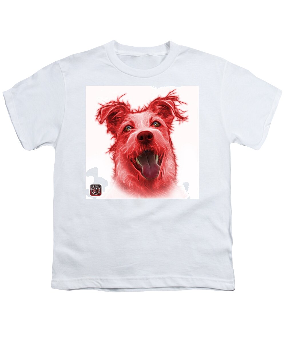 Terrier Youth T-Shirt featuring the painting Red Terrier Mix 2989 - WB by James Ahn