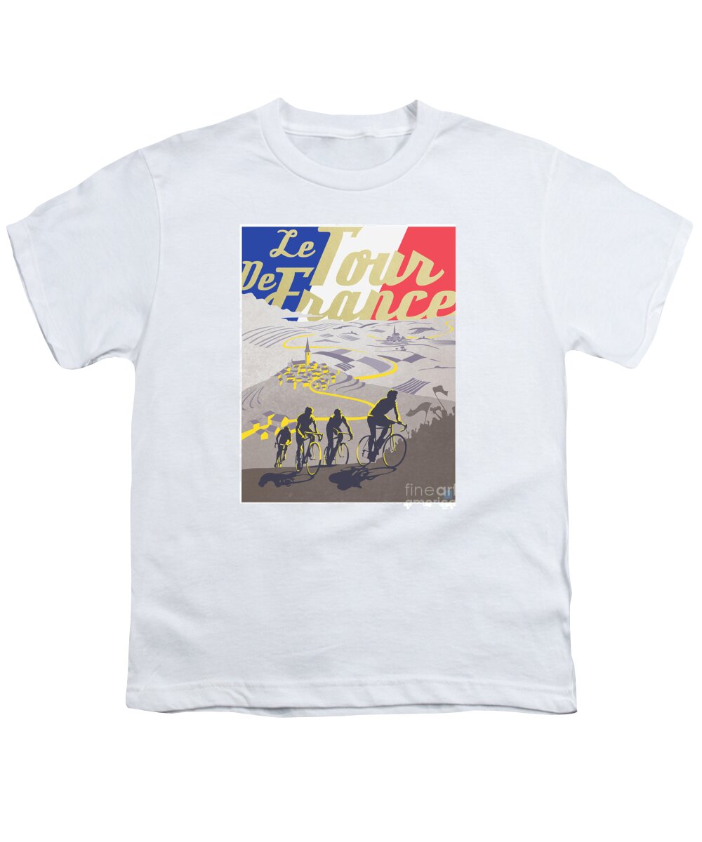 #faatoppicks Youth T-Shirt featuring the painting Retro Tour de France by Sassan Filsoof