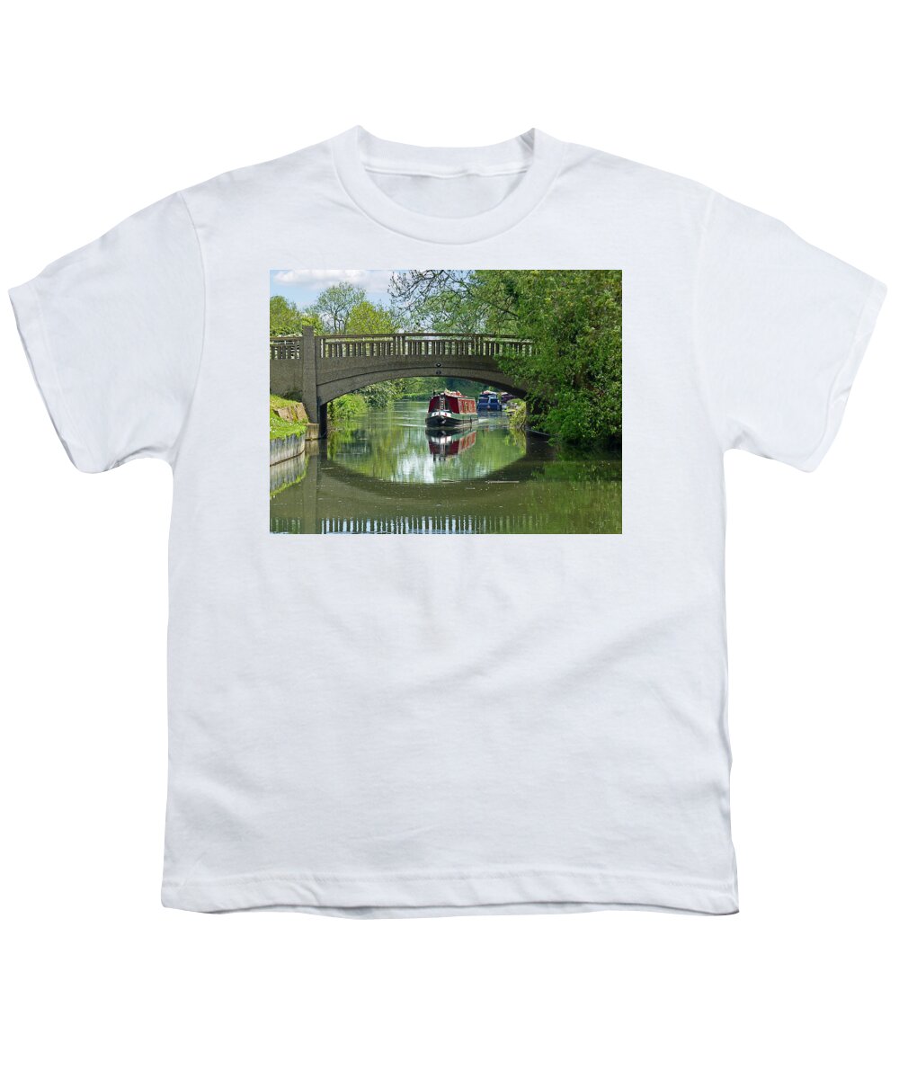 Ruver Boat Youth T-Shirt featuring the photograph River At Harlow Mill by Gill Billington