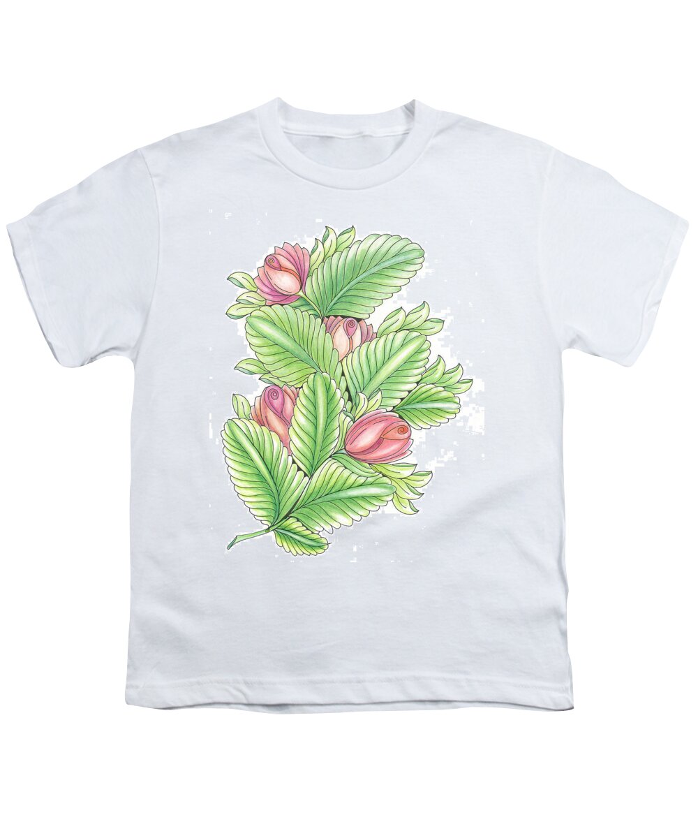 Plume Youth T-Shirt featuring the drawing Roses by Alexandra Louie