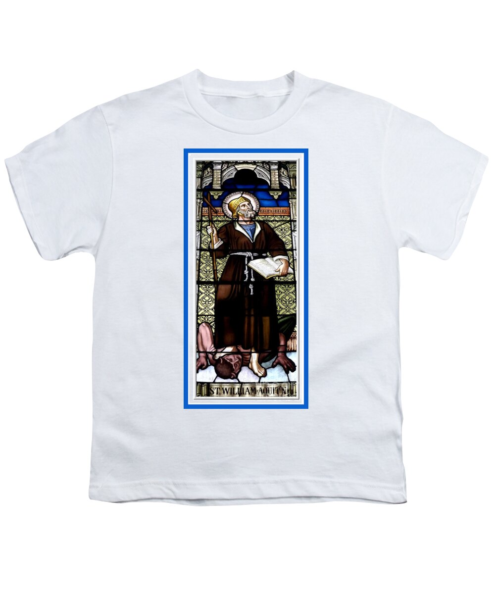 William Of Aquitaine Youth T-Shirt featuring the photograph Saint William of Aquitaine Stained Glass Window by Rose Santuci-Sofranko
