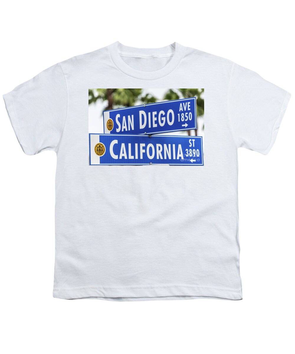 California St Youth T-Shirt featuring the photograph San Diego and California Street Sign by David Levin