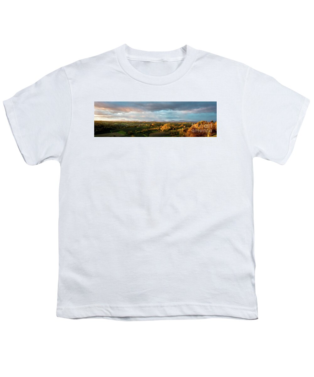 Landscape Youth T-Shirt featuring the photograph Scenic Autumnal Landscape at Sunset in Austria by Andreas Berthold