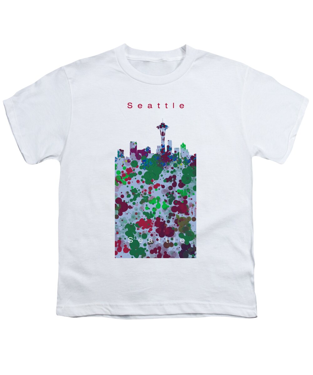 Seattle Youth T-Shirt featuring the digital art Seattle skyline .3 by Alberto RuiZ