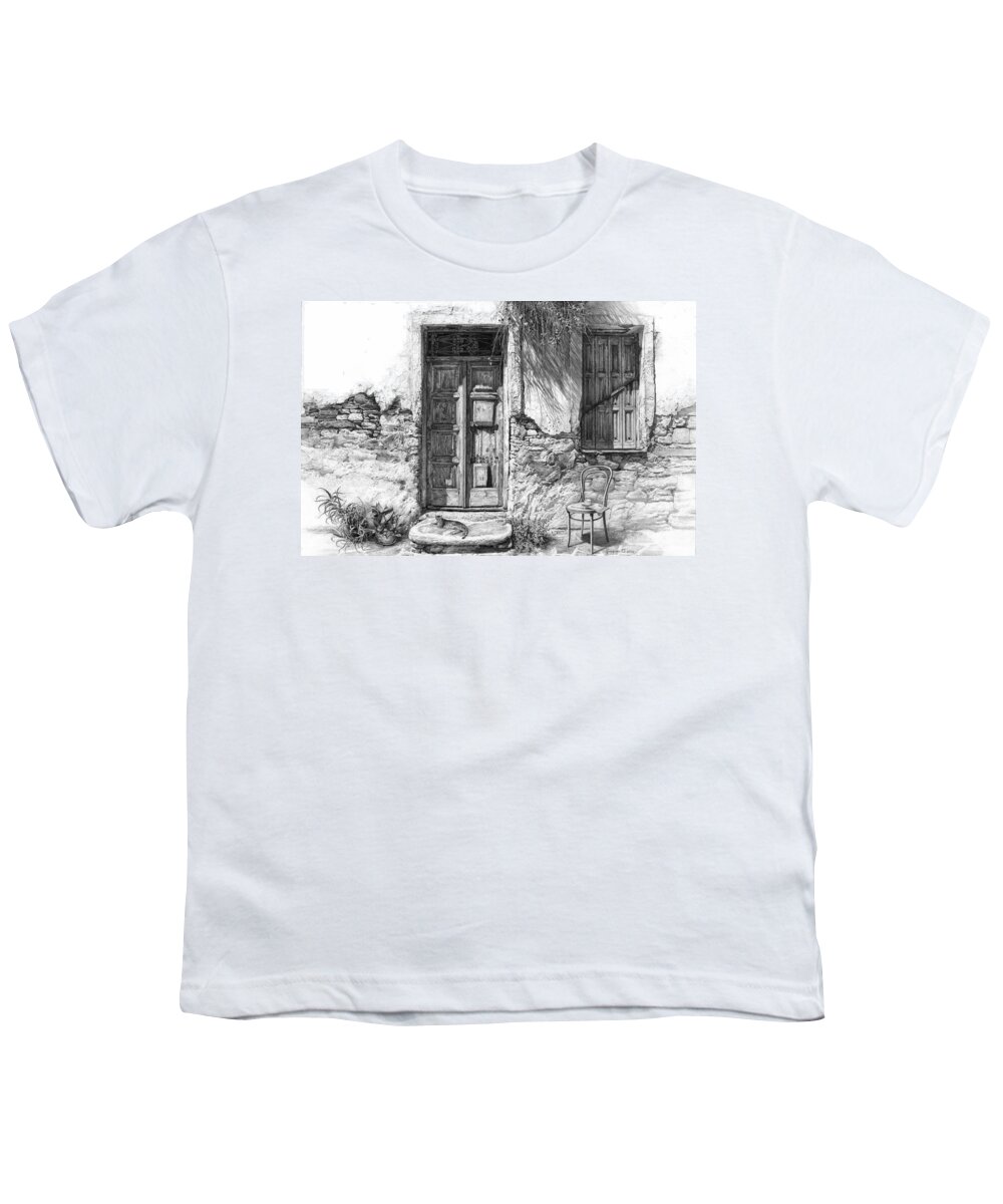 Drawing Youth T-Shirt featuring the drawing Secret of the Closed Doors by Sergey Gusarin