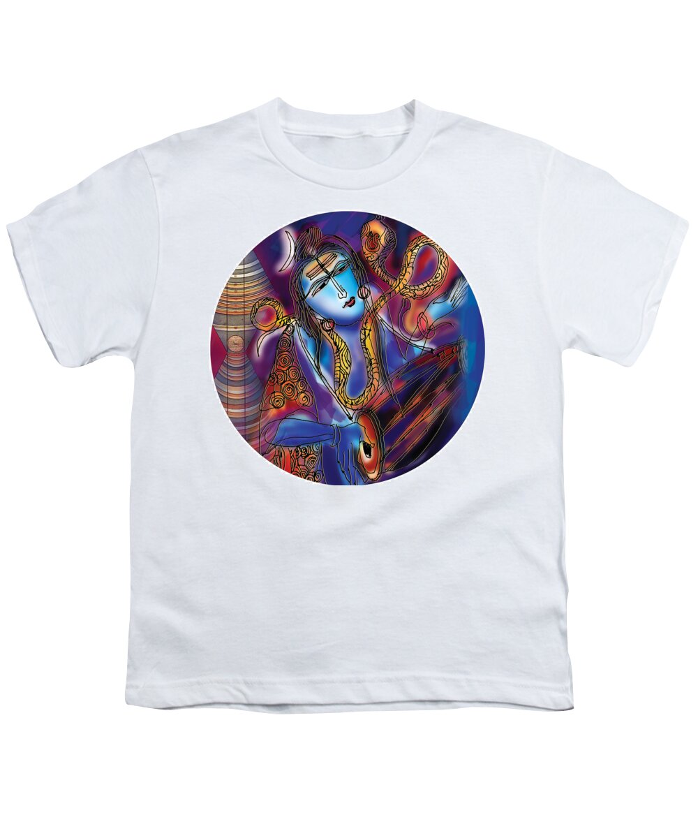 Yoga Youth T-Shirt featuring the painting Shiva playing the drums by Guruji Aruneshvar Paris Art Curator Katrin Suter