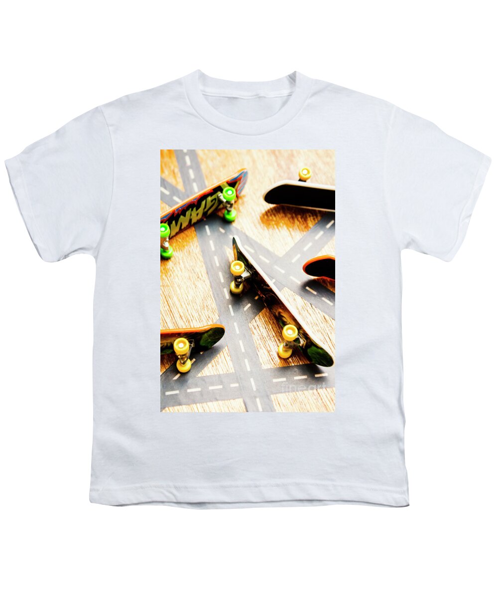 Skateboard Youth T-Shirt featuring the photograph Side streets of skate by Jorgo Photography